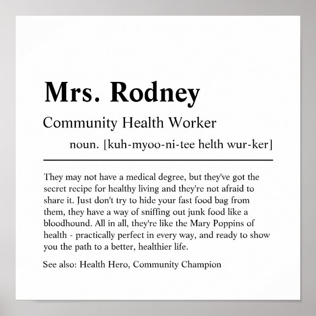 Community Health Worker Personlig Gift Poster (Framsidan)