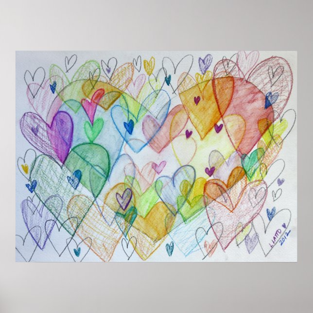 Community Hearts Färg Målning Affisch Konsttryck (Framsidan)