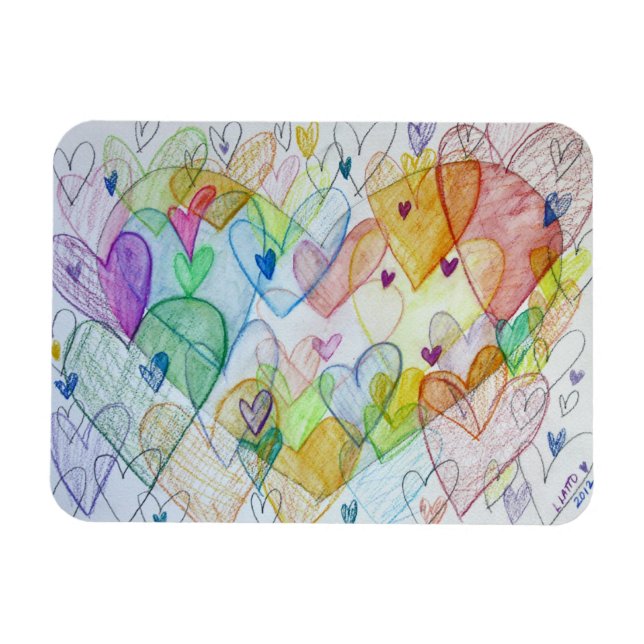Community Hjärtar Art Inspirational Fridge Magnet (Horisontell)