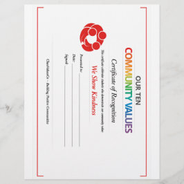 Community Kindness Certificate 8.5x11 Letterhead Brevhuvud