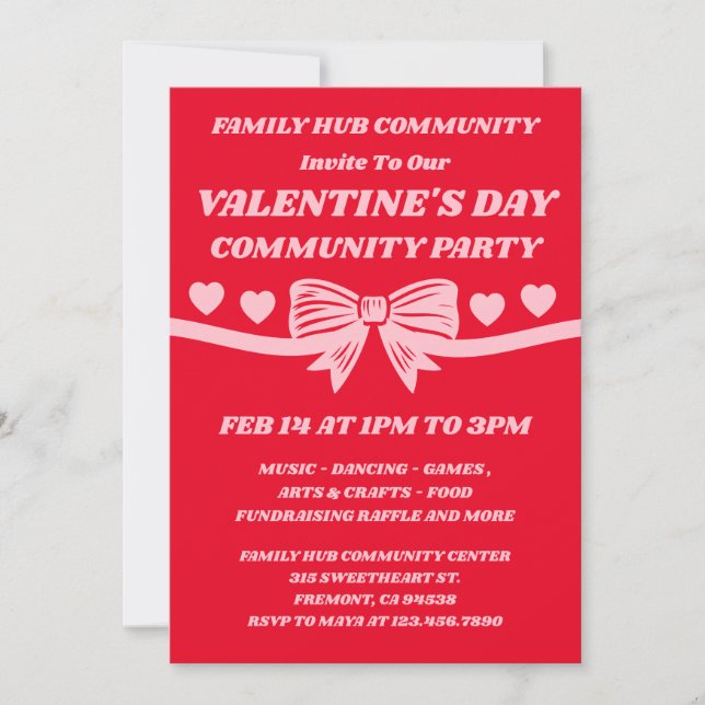 Community Valentine’s Day-evenemang Inbjudningar (Framsida)