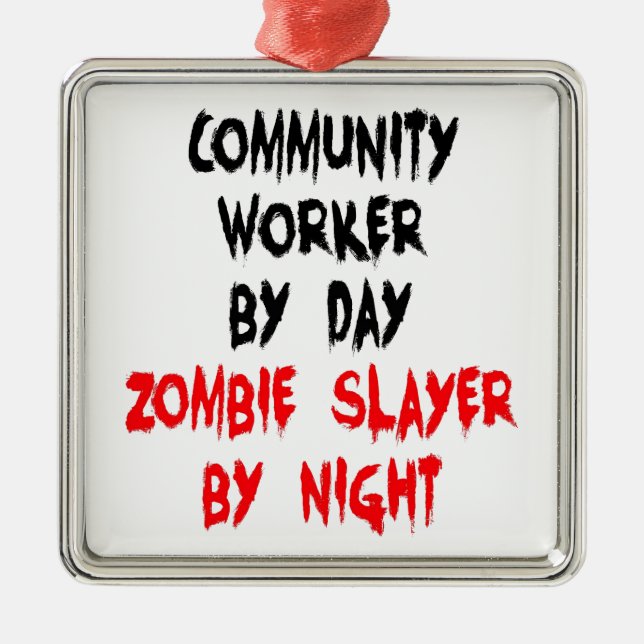 Community Worker Zombie Sayer Julgransprydnad Metall (Framsidan)