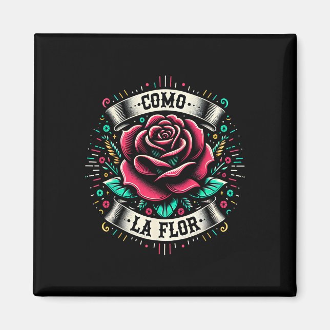 Como La Flor Design Mexikansk Roligt Present Cinco Magnet (Framsidan)