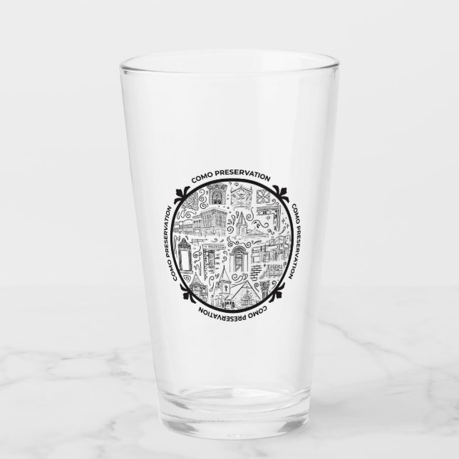 CoMo Preservation Pint Glas med Linjeteckningar (Framsida)