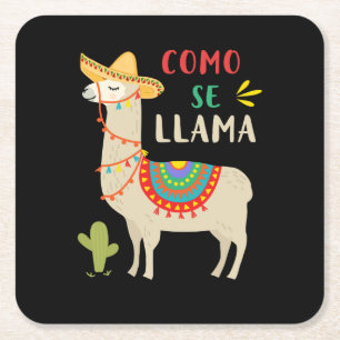 Como Se Llama Animal Funny Mexican Cinco De Mayo Underlägg Papper Kvadrat