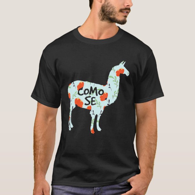 Como Se Llama spansk Pun Joke Llama T Shirt (Framsida)