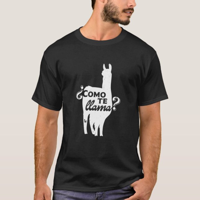 Como Te Llama Funny Llama Spanska T Shirt (Framsida)