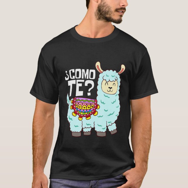 Como te Llama Llamas Spanska Coolan Alpaca Llama T Shirt (Framsida)