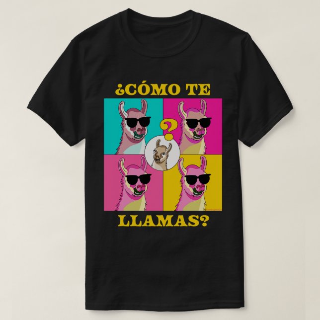 Como Te Llamas Llama Funny Spansk lärare T Shirt (Design framsida)