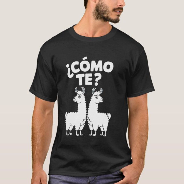 ¿Cómo Te Llamas Roligt Spanskt Ordspel Llama Cinco T Shirt (Framsida)