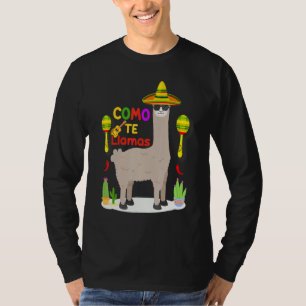 Como Tte Llamas Mexican Hat Lycklig Cinco De Mayo T Shirt