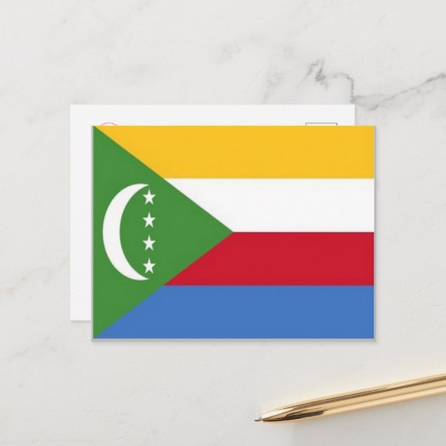 Comoros - Flag - Vykort (Fram/Back In Situ)