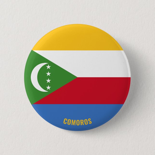 Comoros Flagga Charming Patriotic Knapp (Framsida)