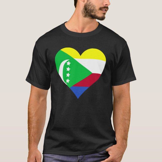 Comoros Flagga Heart Comoros Kärlek Comoros T Shirt (Framsida)