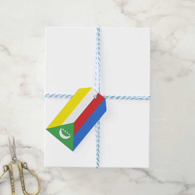 Comoros flagga presentetikett (Med Snöre)