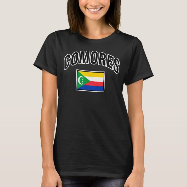 Comoros Flagga Proud Comoran i Fransk Comores T Shirt (Framsida)