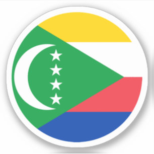 Comoros Flagga Round Sticker Klistermärken