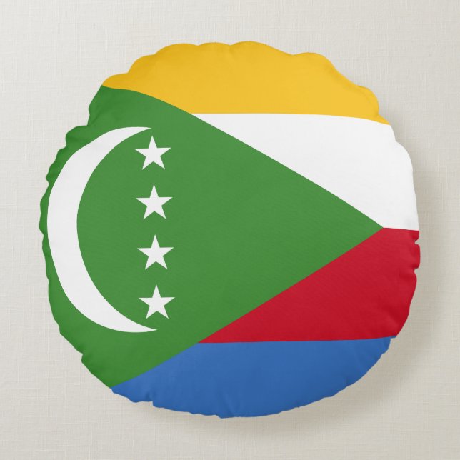 Comoros Flagga Rund Kudde (Framsidan)