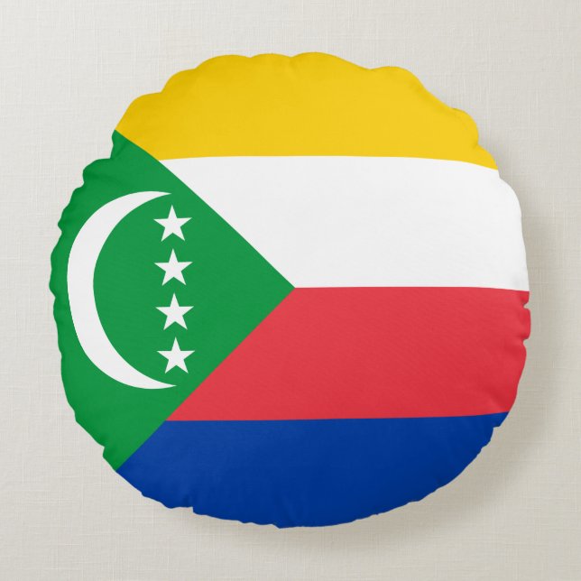 Comoros Flagga Rund Kudde (Framsidan)