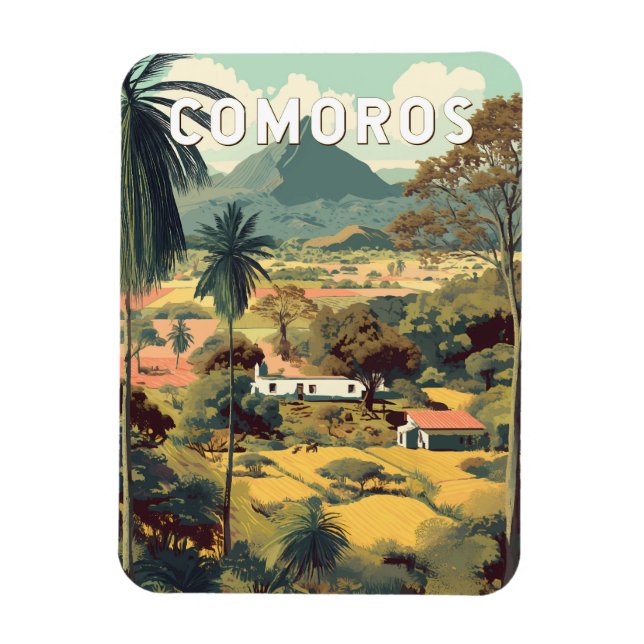 Comoros Illustration Travel Art Vintage Magnet (Vertikal)
