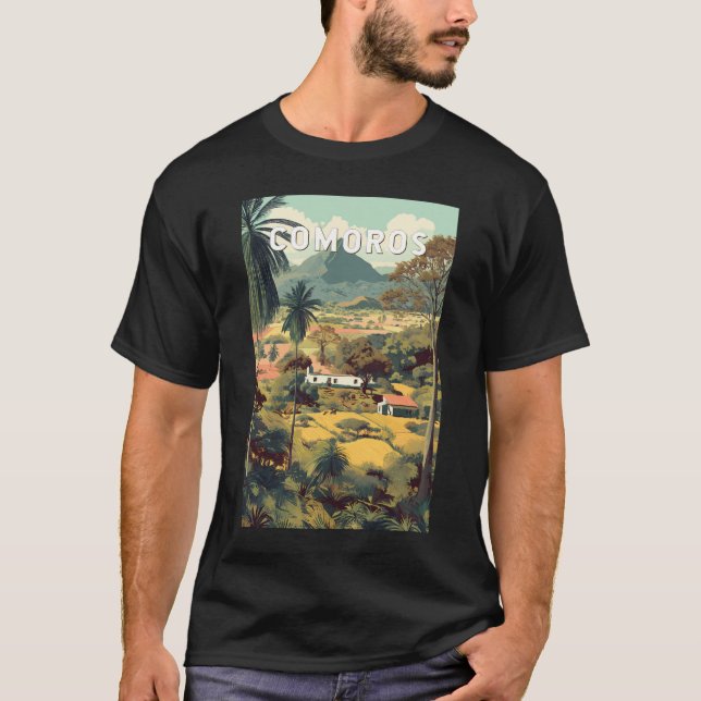 Comoros Illustration Travel Art Vintage T Shirt (Framsida)