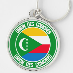 Comoros Round Emblem Rund Silverfärgad Nyckelring