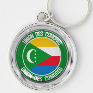 Comoros Round Emblem Rund Silverfärgad Nyckelring