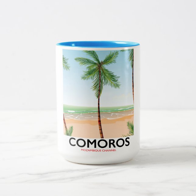 Comoros semesteraffisch. Två-Tonad mugg (Center)