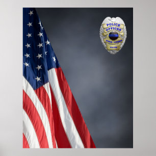 COMPACT POLICE PHOTO BACKDROP - Flagga- och Badge Poster
