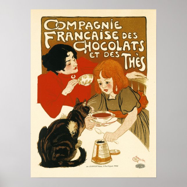 COMPAGNIE FRANCAISE Des Chocolate Drink Steinlen Poster (Framsidan)
