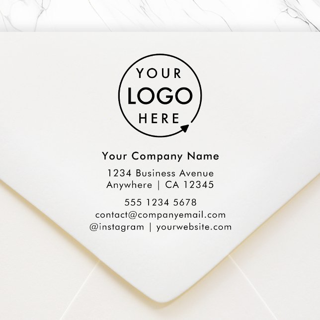 Company Details Stamp | Business Address Logo Stämpel (Business logo return address stamp by Guava, perfect for small business branding and packaging)