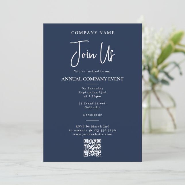 Company Event Office Party Corporate Annual Blue Inbjudningar (Stående Fram)