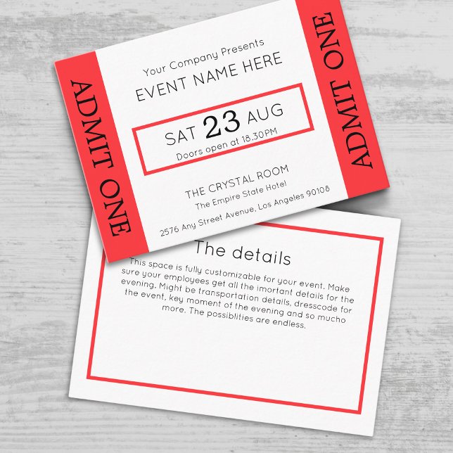Company Event Ticket Concert Admit One Invitation Tilläggskort (Skapare uppladdad)
