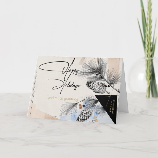 Company Happy Holidays Modern Pinecones  Kort (Framsida)