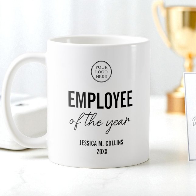 Company Logo Business Employee Of the Year Award Kaffemugg (Company Logo Business Employee Of the Year Award Coffee Mug)