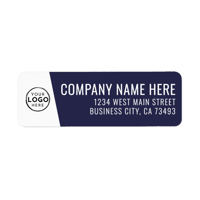 Company Logo Navy Blue Business Returadress Etikett (Framsidan)