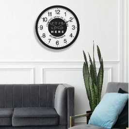 Company Logotyp Black White Silver Namn Slogan Stor Klocka