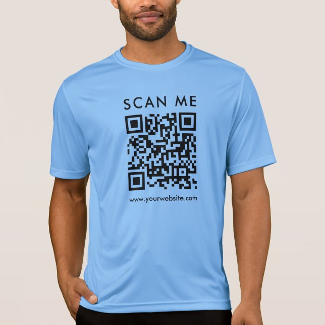 Company QR Code Scan Me Mens Front Side Print T Shirt (Framsida)
