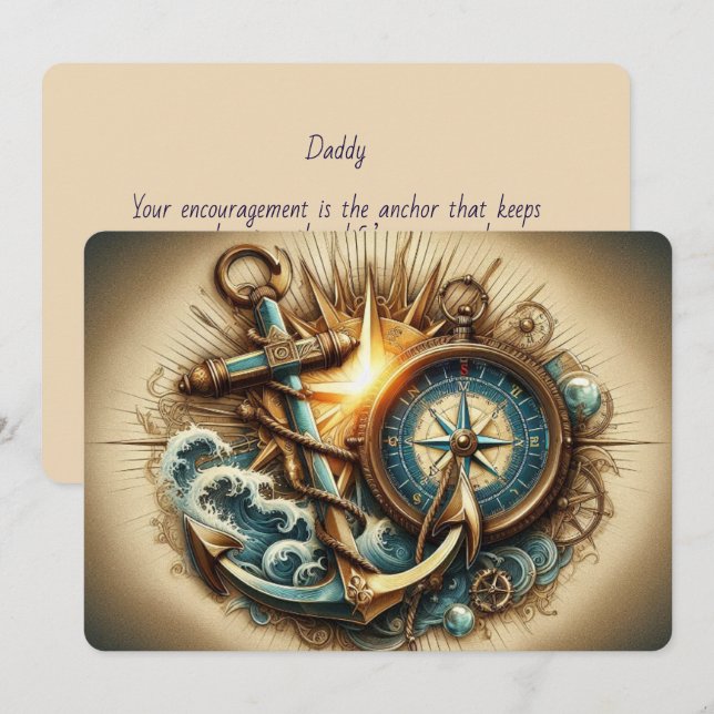 Compass & Anchor Far's Day Card Julkort (Fram/baksida)