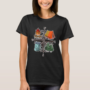 Compass Äventyr Campfire Wanderlust Traveler Cam T Shirt