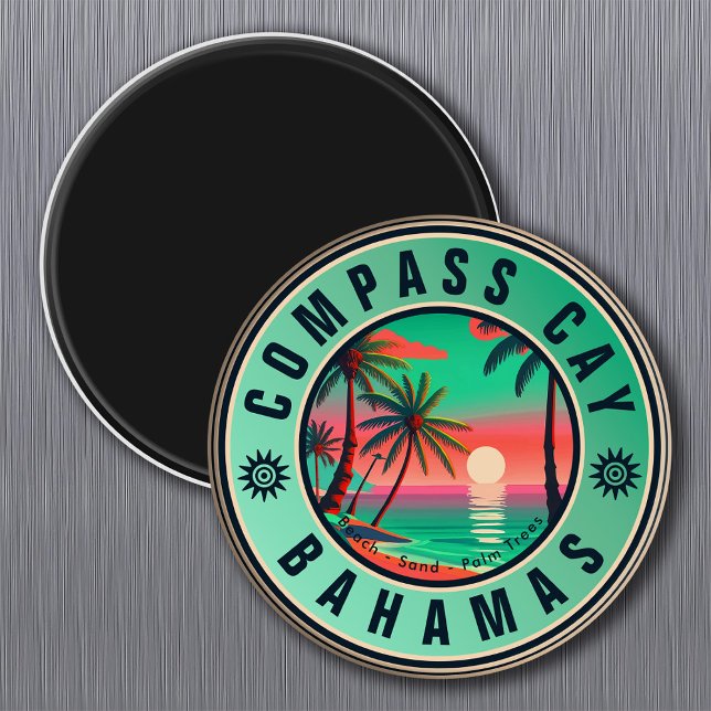 Compass Cay Bahamas Retro Fiskmås Souvenir 1950-ta Magnet (Skapare uppladdad)