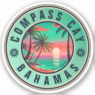 Compass Cay Bahamas Retro Sunset Souvenir 1950-tal Klistermärken