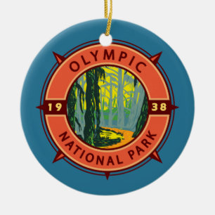 Compass för den olympiska nationalparken Hoh Rainf Julgransprydnad Keramik