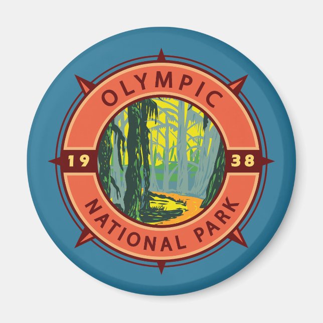 Compass för den olympiska nationalparken Hoh Rainf Magnet (Framsidan)