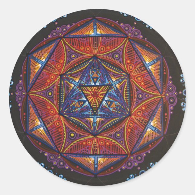 Compass Mandala Runt Klistermärke (Framsida)