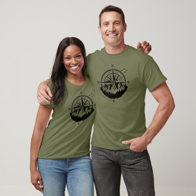 Compass Mountain Forest, Äventyr T Shirt (Unisex)