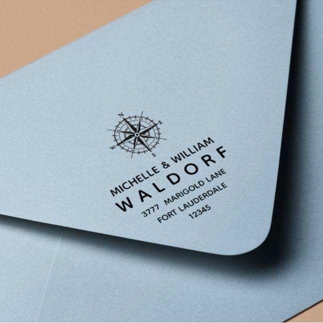 Compass Nautical Coastal bröllop Returadress Självfärgande Stämpel (Skapare uppladdad)