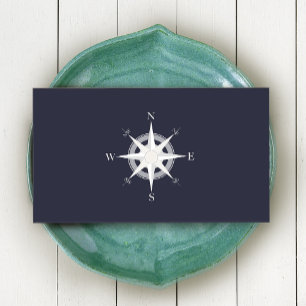 Compass Navy Blue Nautical Visitkort