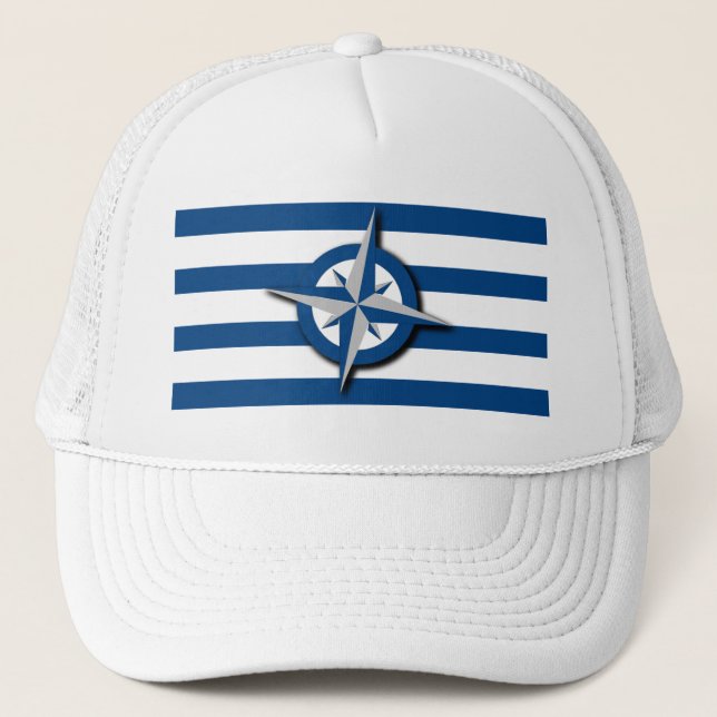 Compass och Rand Mönster Nautical Inspired Keps (Framsida)