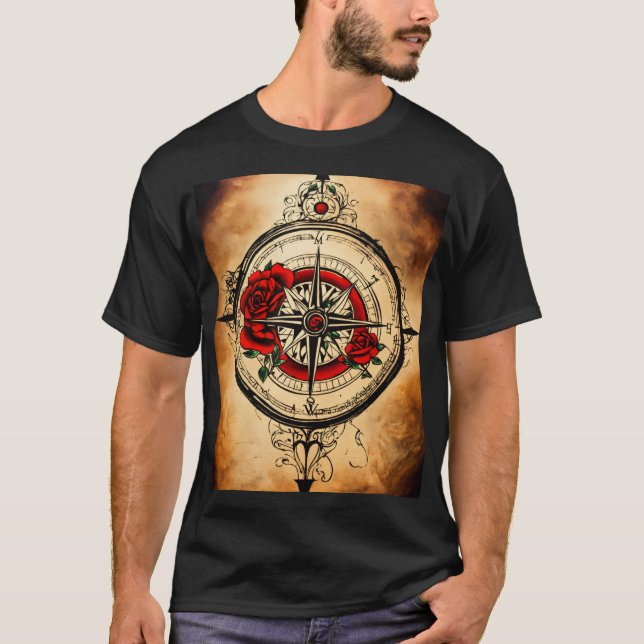 Compass Ro Bläck: Den yttre ledningen i Tatoo T Shirt (Framsida)